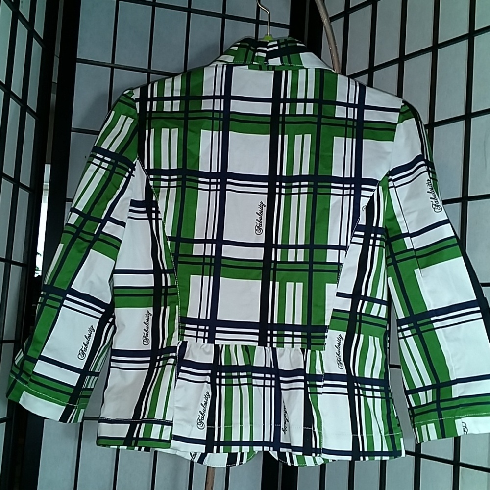 NWOT Fabulosity Jacket Green Plaid Black Blazer